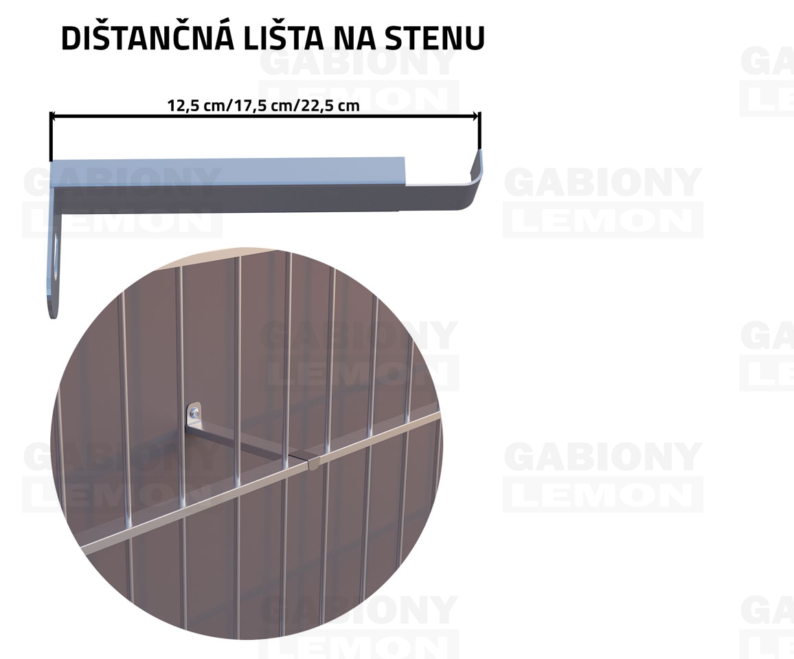 dištančná lišta na stenu pre gabionový obklad